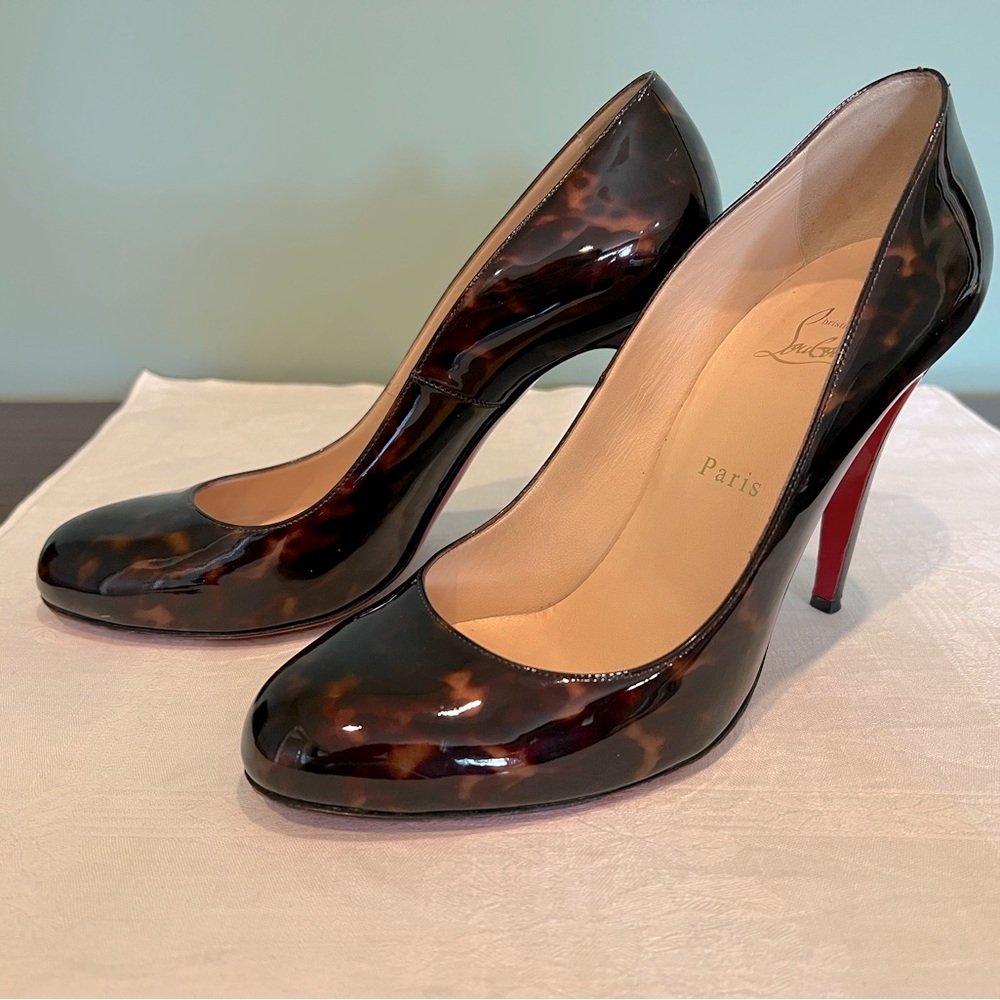Christian Louboutin, patent leather, tortoise print